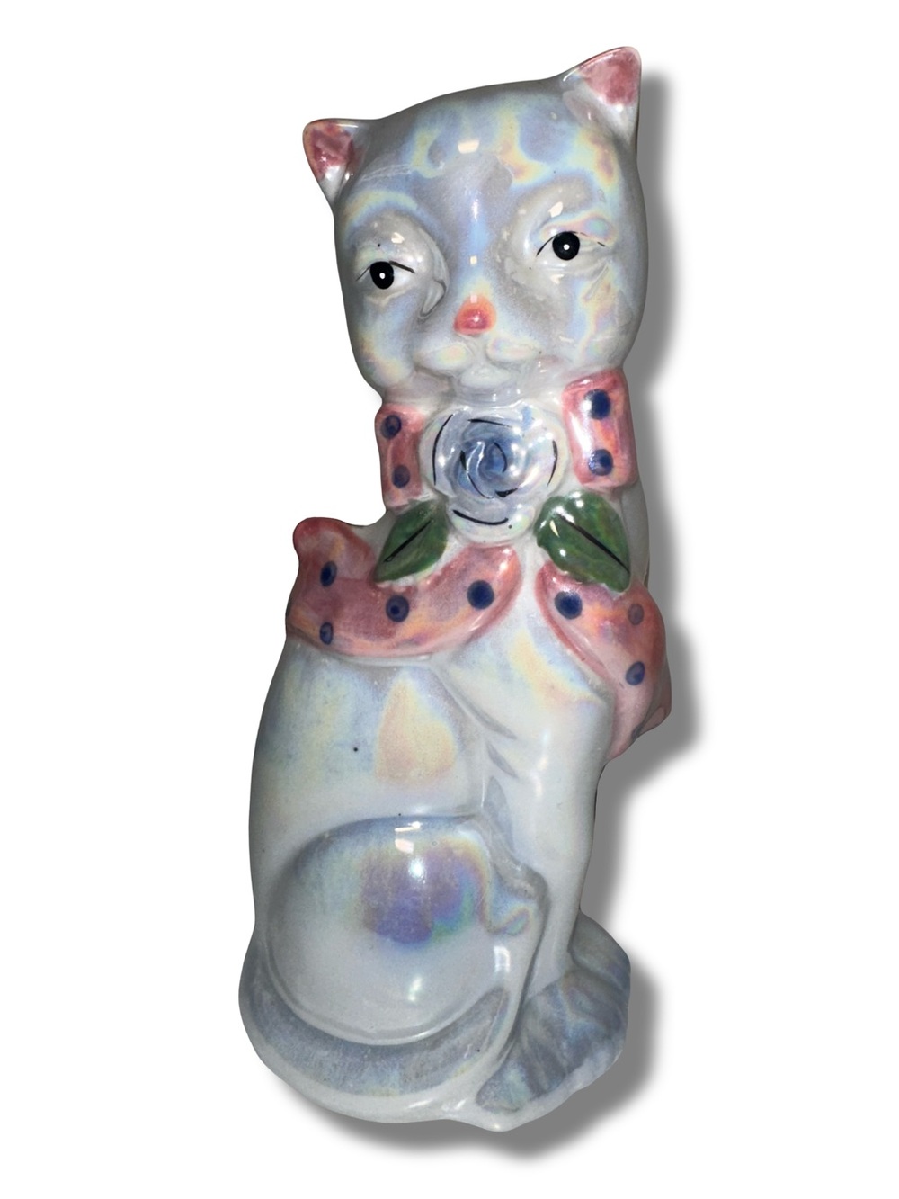 Vtg Lusterware Pearlescent Ceramic Cat